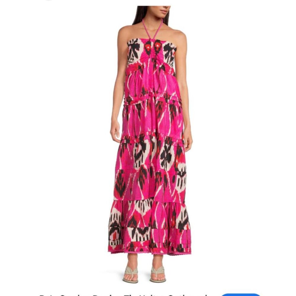 NWT Ro's Garden Ikat Tie Neck Sundress